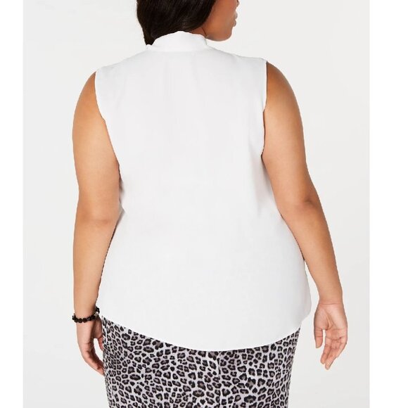 Kasper Plus Size Tie-Neck Crepe Blouse - Picture 2 of 6